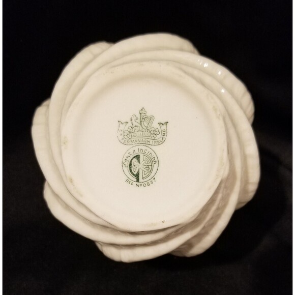 Irish Belleek Ireland Sea Shell Vase & 8" Plate Green 5th Mark 1965-1975 - Picture 9 of 11